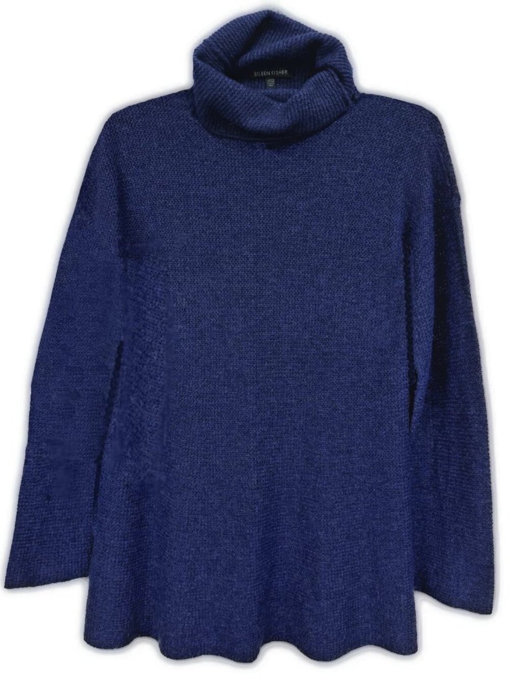 Eileen Fisher Tunic Sweater Turtleneck Wool Blend Blue RUNS VERY SMALL